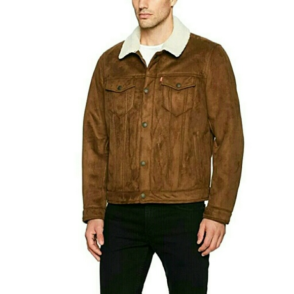 suede sherpa trucker jacket